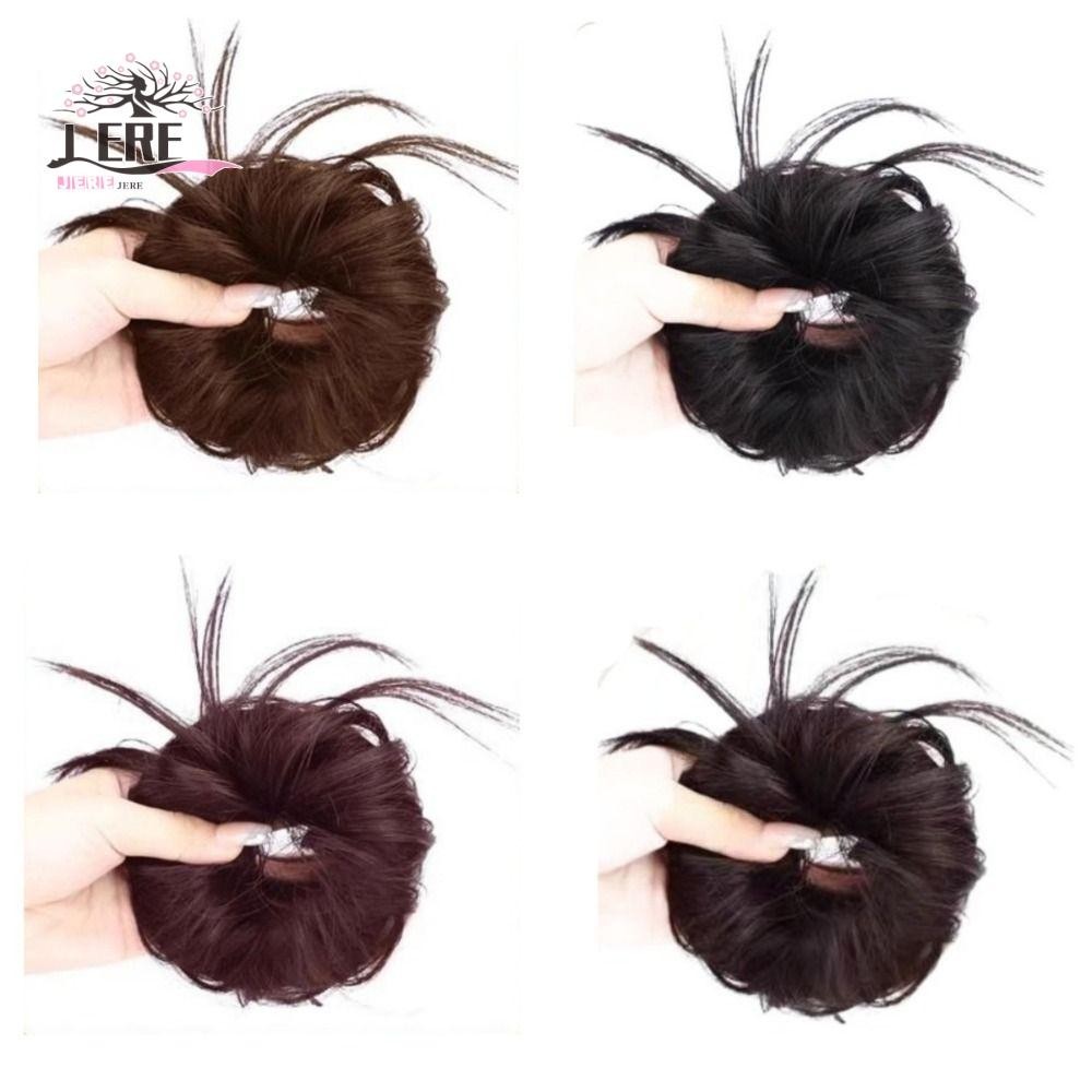 Jeremy1 Messy Hair Bun, Curly Chignon ยางรัดผมปลอมสังเคราะห์, Vintage Hair Extensions Fluffy Elastic Band False Hair Piece ผู้หญิง