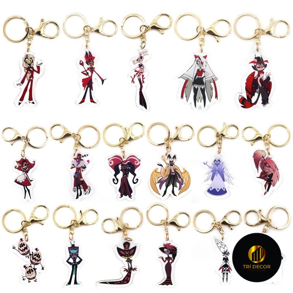 [ที่กําหนดเอง] Hazbin Hotel LUCIFER อะนิเมะรอบพวงกุญแจอะคริลิค LUCIFER Alastor Charlie Morningstar พวงกุญแจส่งของขวัญ