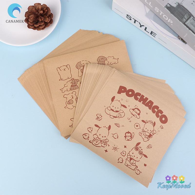 Keepmoved 50 ชิ้นน่ารัก Pochacco Puppy ถุงกระดาษคราฟท์ถุงบรรจุภัณฑ์อาหารหนาถุงของขวัญขนาดใหญ่ความจุถุงขนมสําหรับสาวเด็กของขวัญใหม่