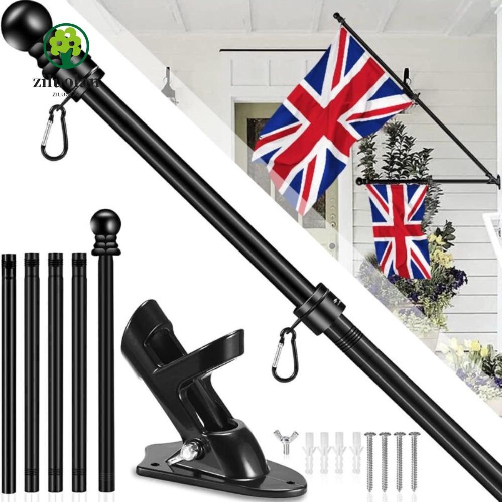 Ziluolan 6ft Flag Pole Holder แบบพกพาฐานเสาธงติดผนัง Telescopic Flag Pole