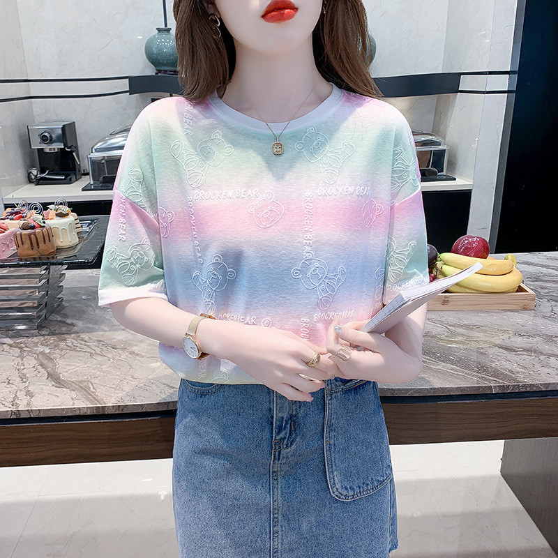 🦄Olivia🦄เสื้อสื้อยืดลายหมีพาสเทล oversize แขนสั้นผู้หญิง #KB12 - รูปที่ 4