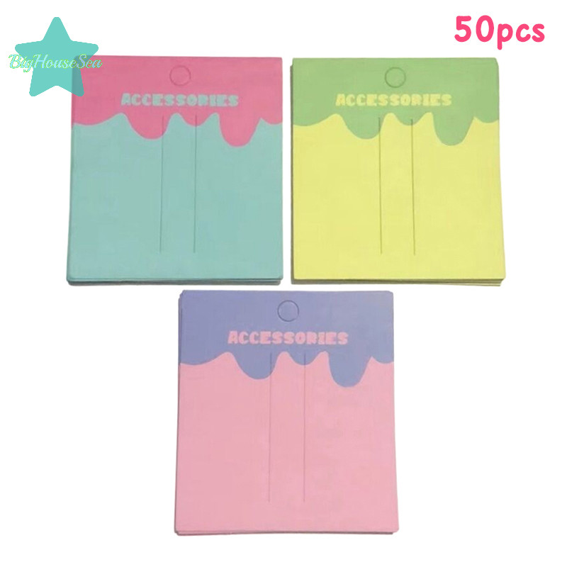 [BigHouseSea] กิ๊บติดผมแบบแขวนสี 50 ชิ้นกระดาษการ์ด Hairpin แท็กผู้ถือ DIY จอแสดงผลกระดาษแข็งอุปกรณ์เสริมผมบรรจุภัณฑ์การ์ดแท็กใหม่