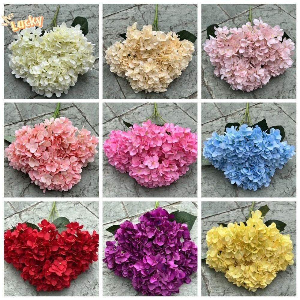 ตกแต่งดอกไม้ปลอม,ตกแต่งบ้าน5หัวไฮเดรนเยียประดิษฐ์,ขนาดใหญ่งานแต่งงานการจัดดอกไม้ผ้าไหมจําลองแต่งงานเจ้าสาวช่อสําหรับแจกัน