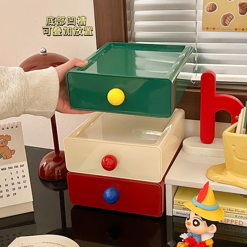 ลิ้นชักสก์ท็อปกล่องเก็บของ Clutter สี Dopamine หอพักนักเรียนชั้นเก็บ Home Storage Supplies