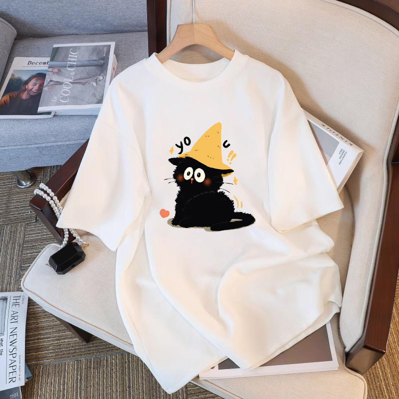 COD (กรุงเทพจัดส่งสินค้า)BOOM Shopเสื้อยืด ลูกแมวการ์ตูนน่ารัก ผ้าคอตตอน100% S-3XL เสื้อลายแมวเสื้อยืดแมว#51948
