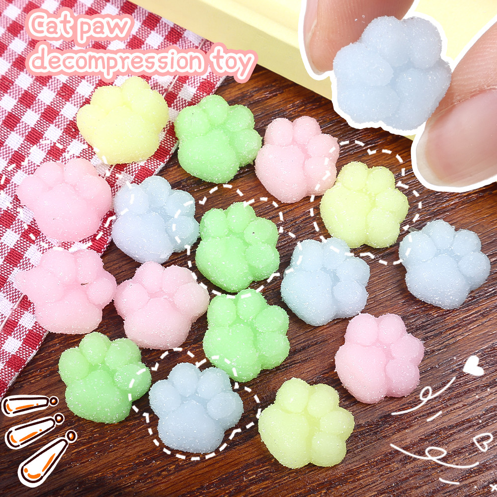 10 ชิ้น/ถุง Mini Cat Paw Squeeze ของเล่น - Fidget TPR บีบหยิกของเล่นตลก - ความเครียดบรรเทา Decompression ของเล่น - สําหรับเด็กผู้ใหญ่ - Kawaii Plush Soft Cat Paw ของเล่น - Squishy Mochi สัตว์ของเล่น