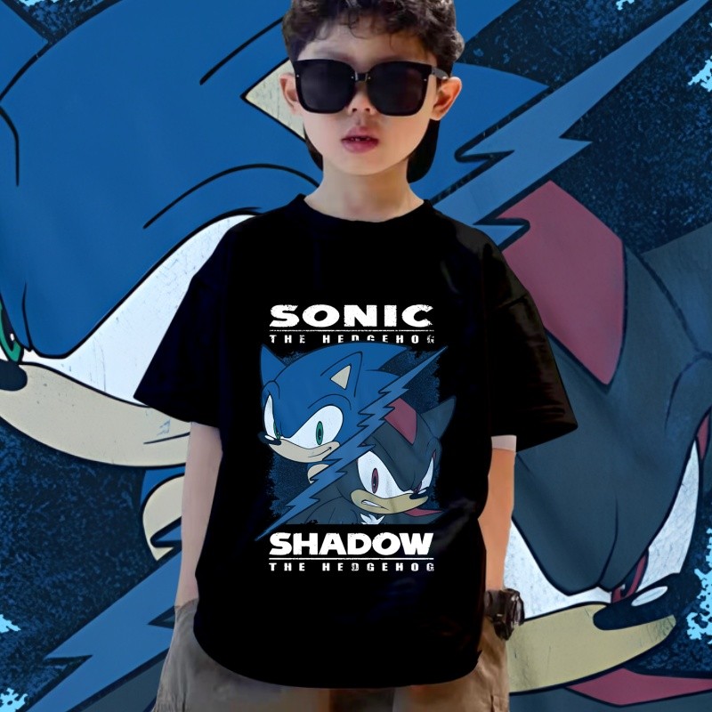 เสื้อยืดเด็ก Sonic The Hedgehog Children's Tshirt ผ้าฝ้ายเนื้อนุ่ม มี 8 สี เหมาะสำหรับเด็กผู้ชาย ขนาด 100-150ซม N0.18