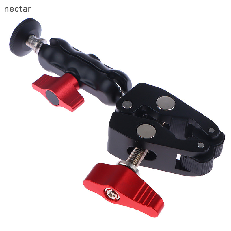Tar อลูมิเนียม Clamp Double Ball Head Magic Arm Clamp 1/4 3/8 สําหรับโทรศัพท์ Video Mount กล้อง LED Light Mic N