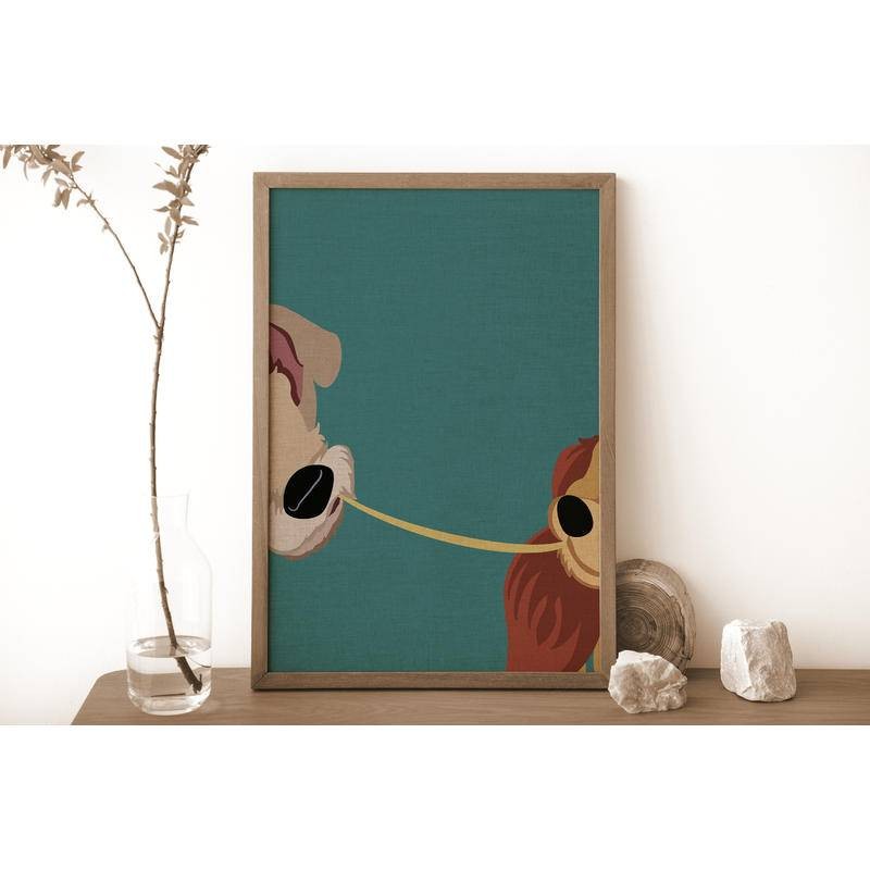 Lady and the Tramp Minimal Poster สีน้ําพิมพ์ผ้าใบตกแต่งผนังศิลปะ