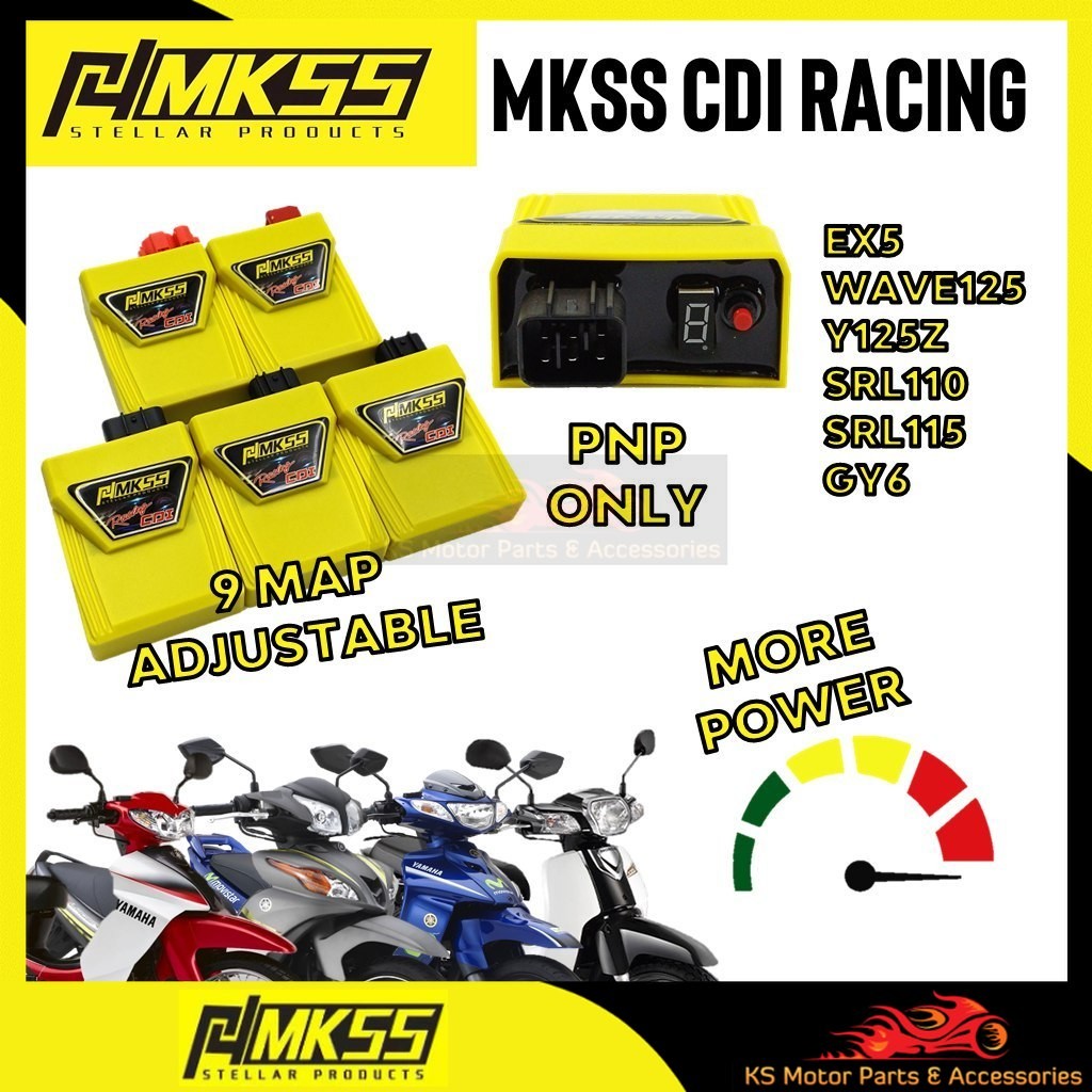 Mkss RACING CDI ADJUSTABLE 9MAP EX5 Y125ZR SRL115 SRL110 EGO GY6 RXZ CATALYZER RXZ MILI JET POWER KARISMA BUANG CUT OFF