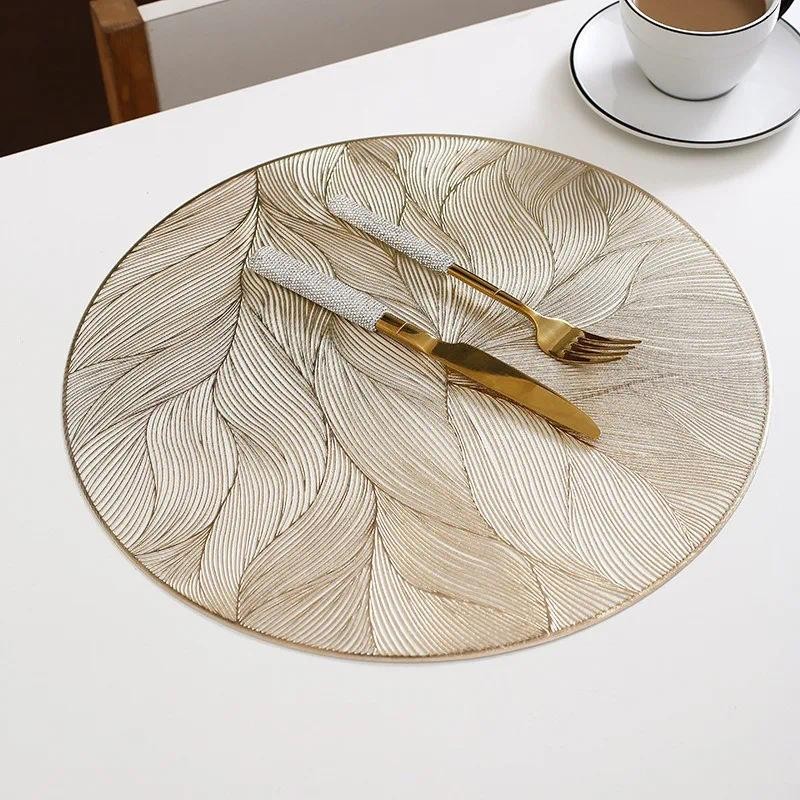 1 PC 38x38 ซม.รอบหรูหรา Placemat PVC อาหารค่ําตารางตกแต่งบ้าน Protector ทนความร้อน Pad
