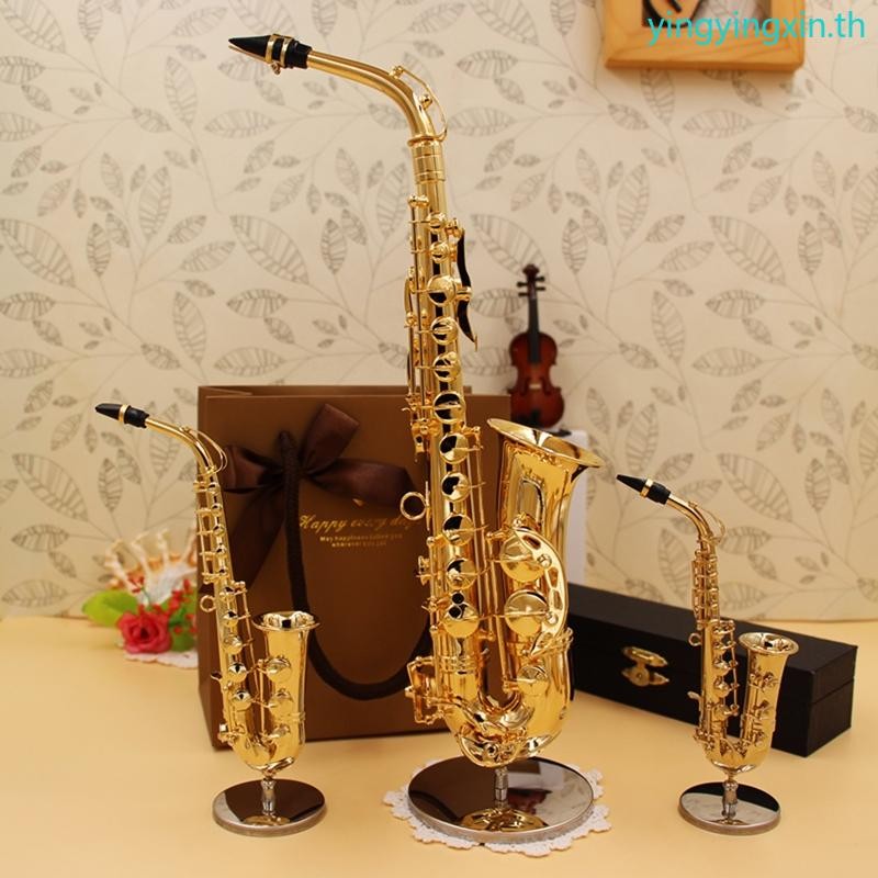 Yin ทองแดง Miniature แซ็กโซโฟนพร้อมฐาน Miniature ตุ๊กตารุ่น Mini Alto แซ็กโซโฟน Tenor แซ็กโซโฟนตกแต่งบ้าน