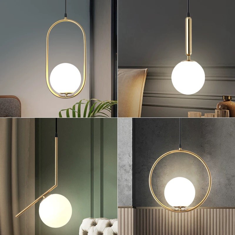โคมไฟแขวน LED สไตล์โมเดิร์นเรียบง่าย - ดีไซน์วงแหวนโลหะสร้างบรรยากาศให้พื้นที่ของคุณ