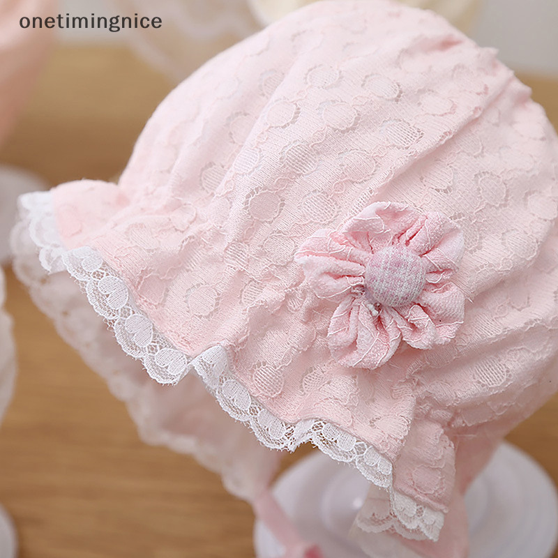 Onetimingnice เด็กน่ารักลูกไม้ดอกไม้ทารกแรกเกิด Bonnet หมวกเจ้าหญิงสาว Ruffle Lace Up หมวกฤดูร้อน Breathable ตาข่ายทารกเด็กวัยหัดเดิน Sun หมวก Onetimingnice