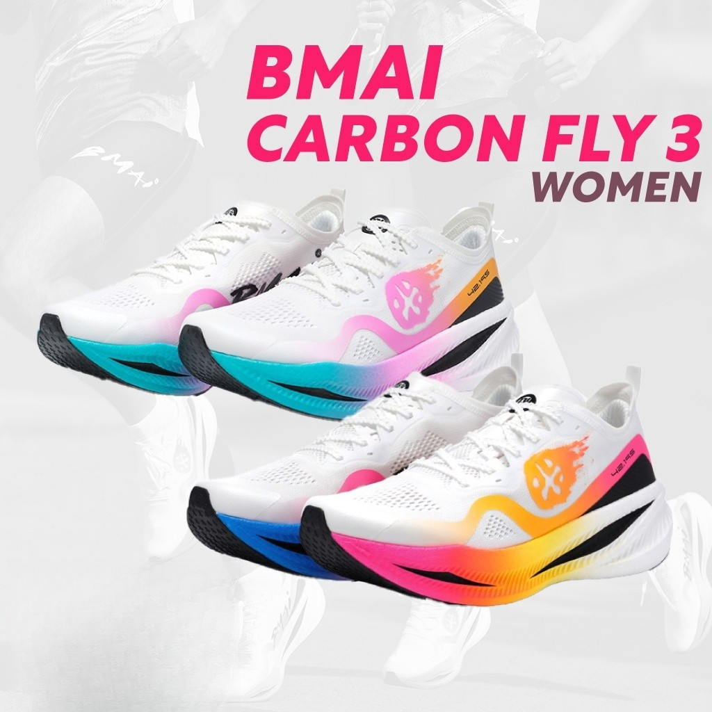 Bmai carbon fly 3 Women (ฟรี! โปรแกรมฝึกซ้อม) รองเท้าวิ่งผู้หญิง แบม รองเท้าวิ่ง แผ่นคาร์บอน