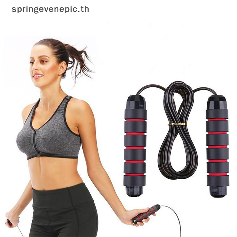 Springevenepic Jump Rope Professional Tangle ฟรี Rapid Speed Jumping Rope Foam Handle ปรับเหล็กข้ามเ