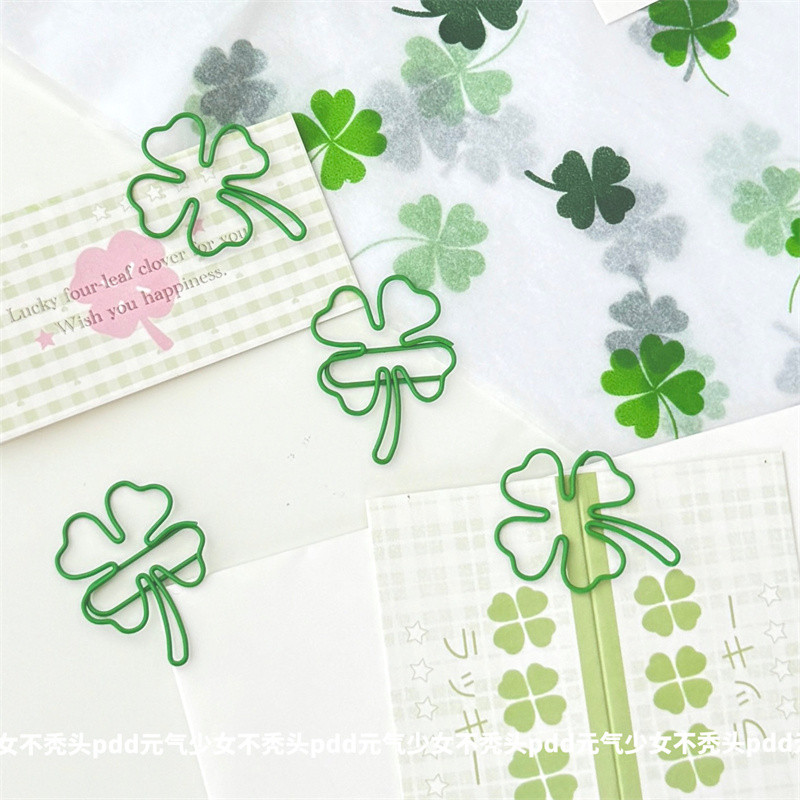 [Koo Ka]♥คลิปหนีบกระดาษโคลเวอร์สี่ใบโชคดีมูลค่าสูงสีน่ารักอินรูปร่างคลิปหนีบกระดาษการ์ตูนรูปพิเศษบุ๊คมาร์คคลิปหนีบกระดาษคงที่ - รูปที่ 4
