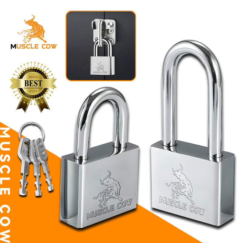 MUSCLE COW แม่กุญแจล็อค กุญแจ พร้อมลูกกุญแจ 3ดอก ยาวและสั้น สีเงิน 30mm 40mm 50m