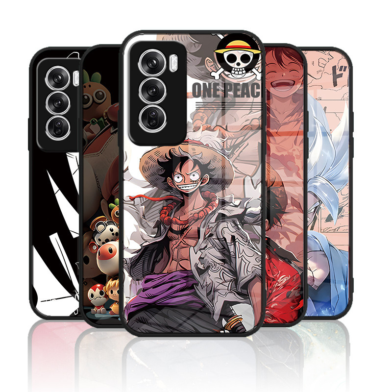 เคสกระจก OPPO reno 12 5g / reno 12 pro 5g เคสกระจกนิรภัยฮาร์ดฝาหลังขอบซิลิคอนอ่อน ราคาถูก Shopee Lazada