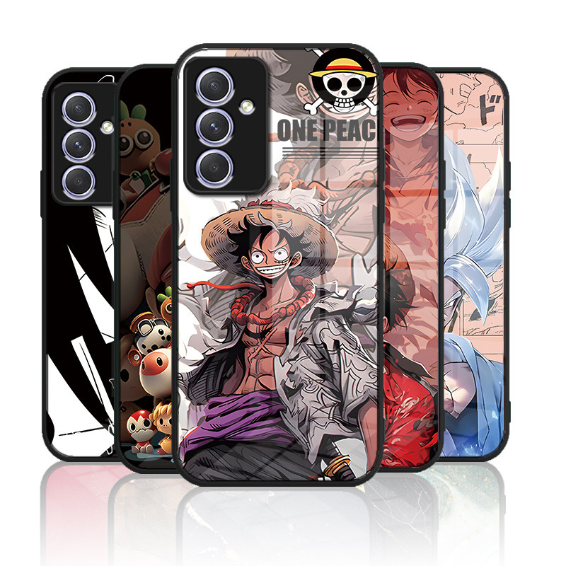 เคสกระจก Samsung Galaxy A13 A54 5g A24 4g A14 M14 5g 4g เคสกระจกนิรภัยฮาร์ดฝาหลังขอบซิลิคอนอ่อน