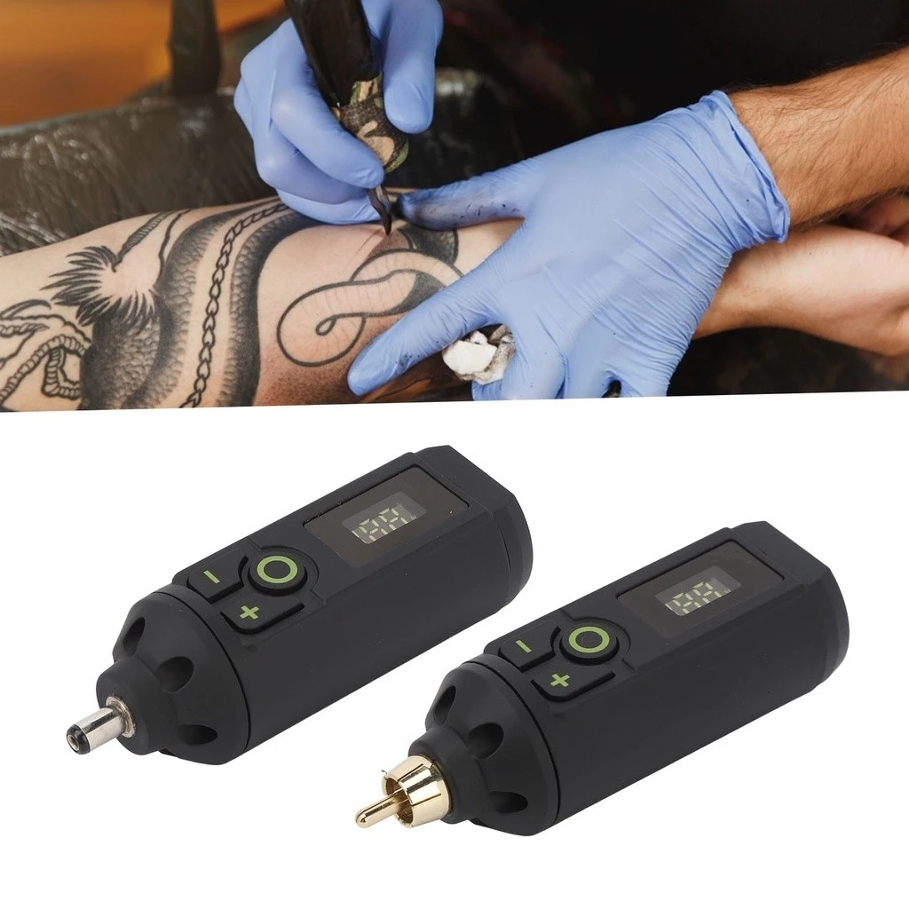 เครื่องสักไร้สายแบตเตอรี่ Type C าร์จเร็ว 1200mAh แบตเตอรี่ชาร์จได้ DC/RCA