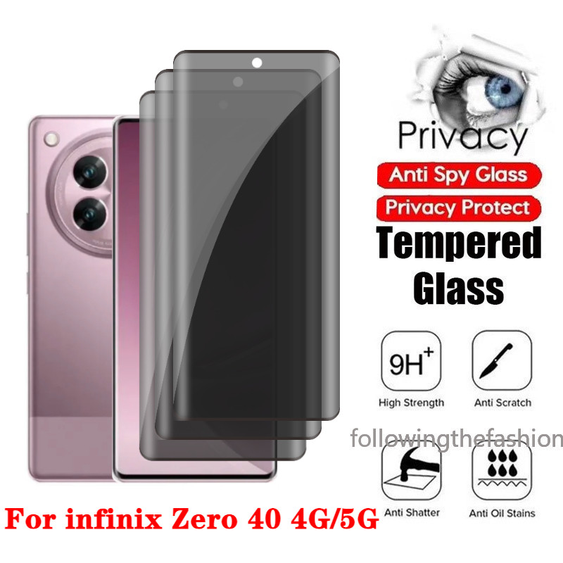 3 ชิ้นป้องกันหน้าจอความเป็นส่วนตัวสําหรับ infinix Zero 40 5G Zero40 4G 2024 คลุมทั้งหมดกาวส่วนตัวกระจกนิรภัยป้องกันฟิล์ม Anti Peeping
