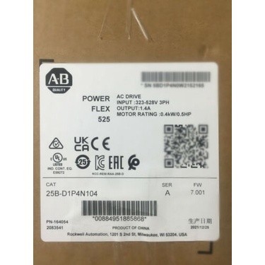 25B-D1P4N104 Allen Bradley PowerFlex 525 0.4kW 0.5Hp AC Drive 25BD1P4N104