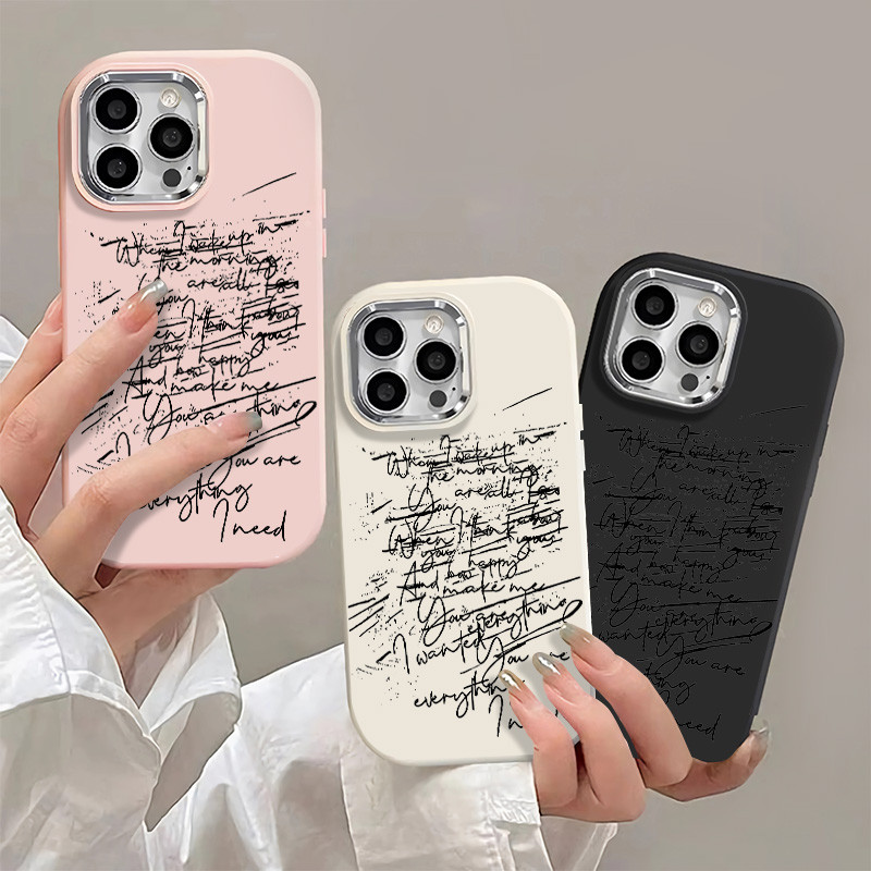 ปลอกกราฟฟิตีภาษาอังกฤษหยาบเข้ากันได้สําหรับเคส IPhone 14plus 11 12 15 13 Pro Max 16pro รวมทุกอย่าง 7 8 Plus SE 2020 X XR XSMAX กันกระแทกรวมทุกอย่างซิลิโคนปก