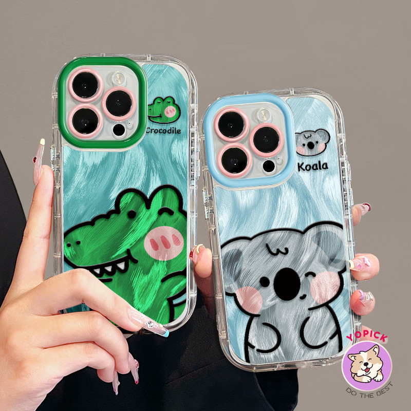 เมาส์จระเข้น่ารักเคสโทรศัพท์สําหรับiphone 11 12 13Pro Max 14Plus 15Pro XR XS Max 7 8 Plus SE2020 การ์ตูนฝาครอบโทรศัพท์สําหรับIPhone 15Pro Maxนุ่มสาวเพื่อนNYS