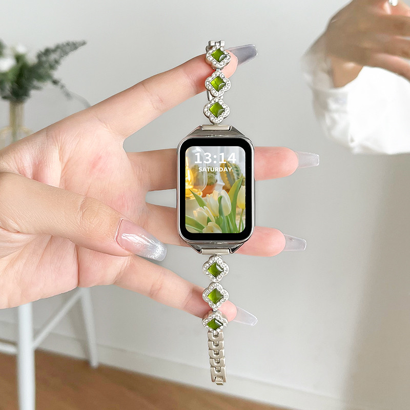 Diamond Slim Band สําหรับ Samsung Galaxy Fit 3 สร้อยข้อมือสแตนเลสสําหรับ Samsung นาฬิกา Galaxy Fit3 สายรัดข้อมือหรูหราสายคล้องคอ