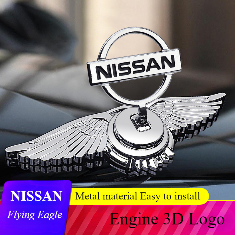 รถโลหะ Chromed Emblem ด้านหน้า Hood Badge สําหรับ NISSAN Sylphy Teana X-Trail Qashqai Tiida Bluebird โลโก้แนวตั้งโลหะรถสติกเกอร์