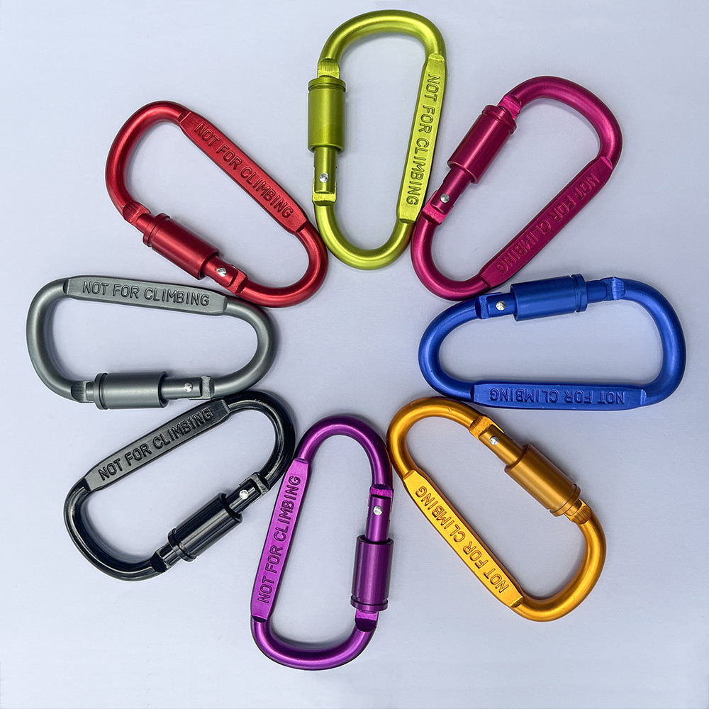 อลูมิเนียมอัลลอยด์ล็อค Carabiner D แหวนคลิปพวงกุญแจกลางแจ้ง Camping Paracord Spring Key