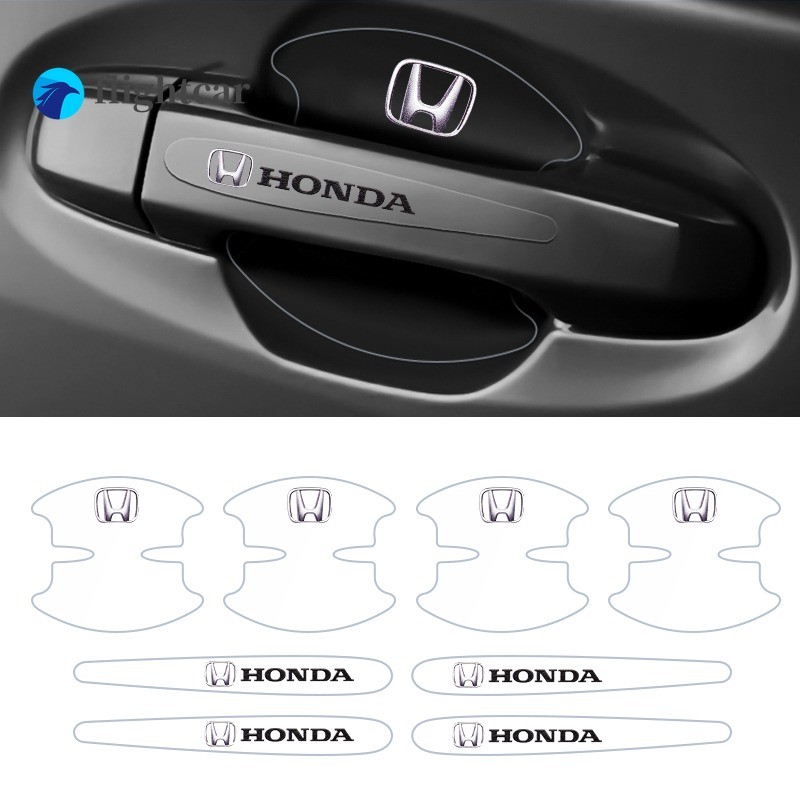 Universal 8pcs ที่มองไม่เห็นรถประตูสติกเกอร์รอยขีดข่วนป้องกันฟิล์มอุปกรณ์เสริมสําหรับ Honda CITY FIT JAZZ VEZEL Mugen Power Civic Accord CRV Hrv