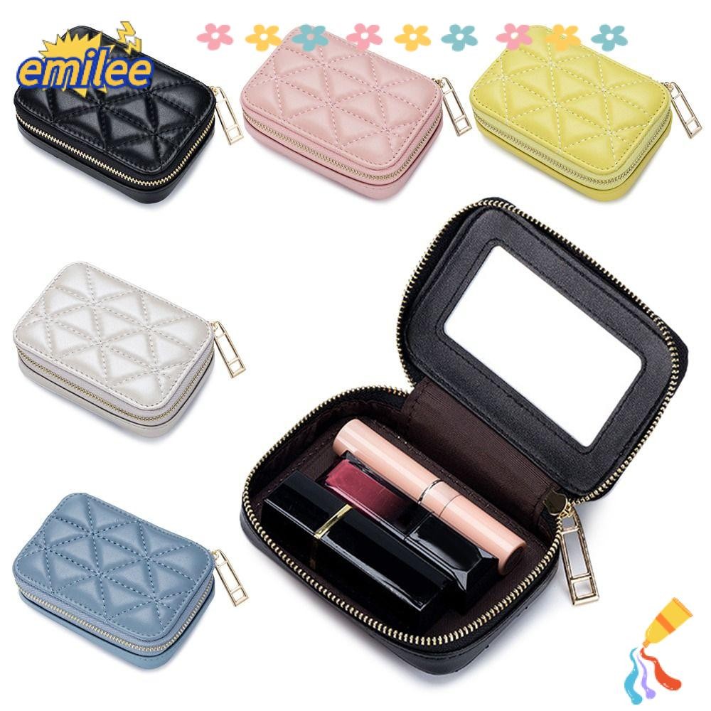 Emilee Mini Makeup Bag Travel Toiletry Organizer กระเป๋าสตางค์พร้อมกระจก