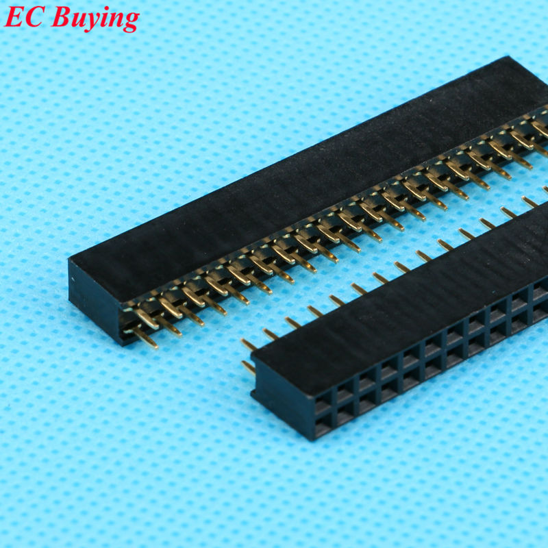 100PCS 2X20 PIN คู่แถวตรงหญิง PIN HEADER 2.54 มม.PITCH Strip Connector ซ็อกเก็ต 2*20 20 P 20PIN 20 P