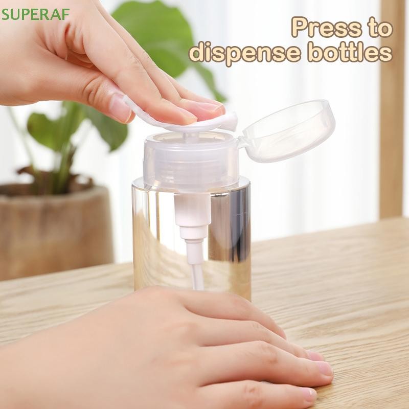 Superaf 120/150/200mlPress ขวดรีฟิลแบบพกพา Nail Art Polish Remover ทําความสะอาดแต่งหน้าขวดกดปั๊ม Dispenser เครื่องมือแต่งเล็บ HOT