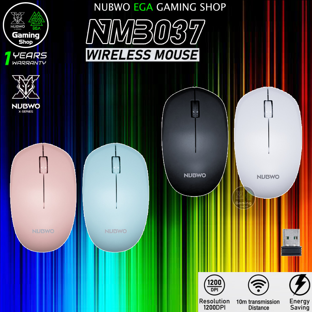 🎮 GAMING NUBWO NMB037 Mouse Wireless 2.4G 1200DPI เมาส์ ไวเลส ไร้สาย คุณภาพดี มีให้เลือก 4 สี NMB-037