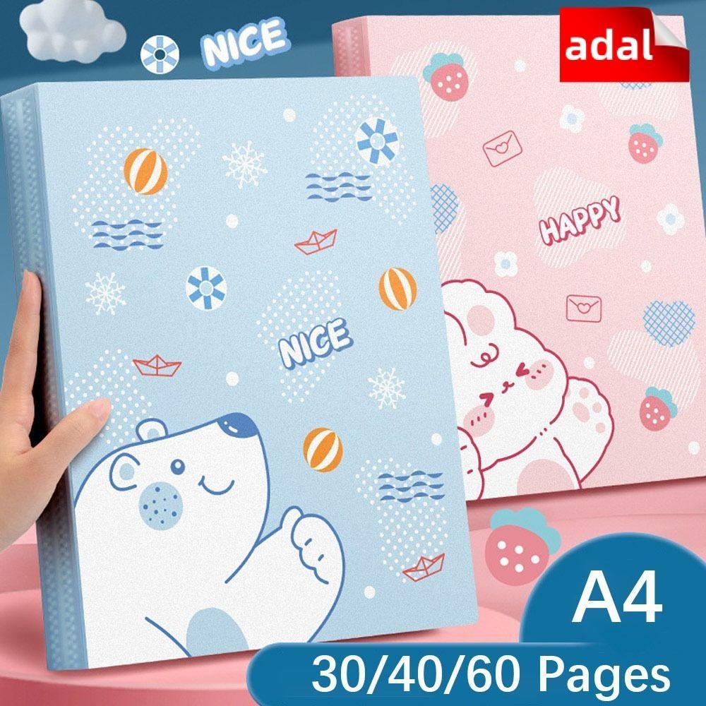 Adal Archives Bag, แฟ้มพลาสติก 30/40/60 หน้า, กระเป๋าใสการ์ตูนทนทาน A4 กระเป๋าเก็บแฟ้ม Archives