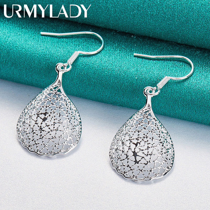 Urmylady 925 เงินสเตอร์ลิง Reticulate ต่างหูผู้หญิงงานแต่งงานแฟชั่นเครื่องประดับ