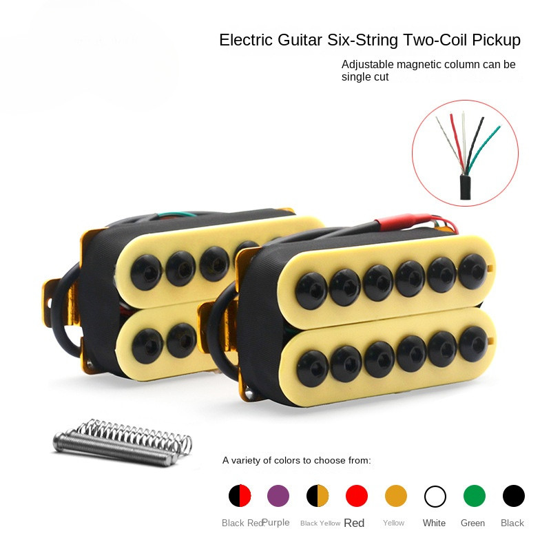 กีตาร์ไฟฟ้า Dual Coil Pickup, Dual Block Pickup 4 สายสีเหลืองสีดํา Dual Electric Guitar Pickup