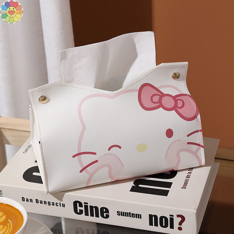 Gogo การ์ตูนน่ารัก Hello Kitty กล่องกระดาษห้องนั่งเล่นตกแต่งรถหนังกล่องกระดาษทิชชูเดสก์ท็อปเครื่องประดับ Sundries กระเป๋าเก็บของขวัญ TH
