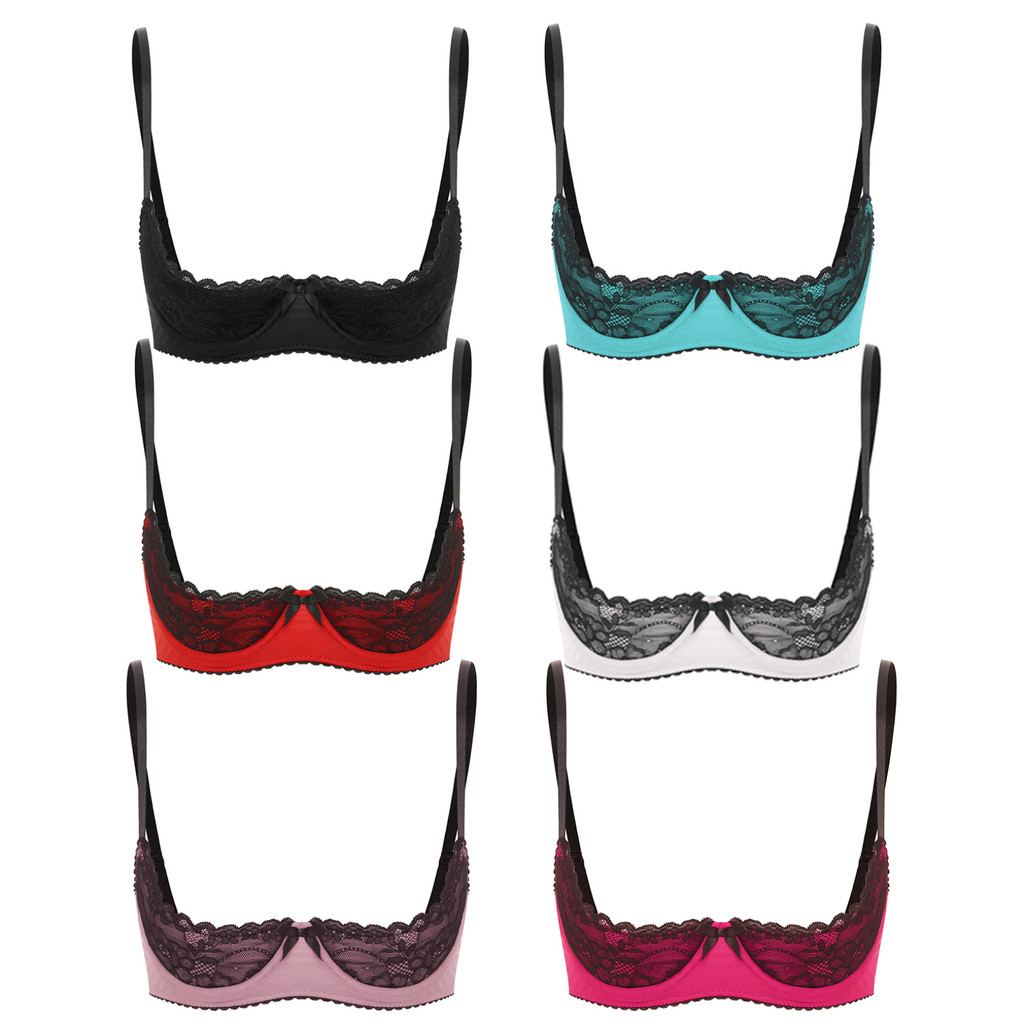 สตรีเซ็กซี่ลูกไม้ Push Up Bra Top ปรับสปาเก็ตตี้ชุดชั้นใน Brassiere ครึ่งถ้วย Bras Underwire ชุดชั้นในชุดนอน