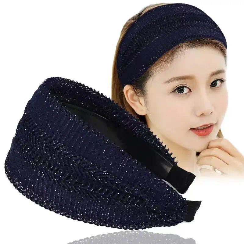 แฟชั่นผู้หญิงปีกกว้าง Hairband สีทึบลื่นหัว Hoop Turban ล้างหน้าอุปกรณ์เสริมผมหญิง