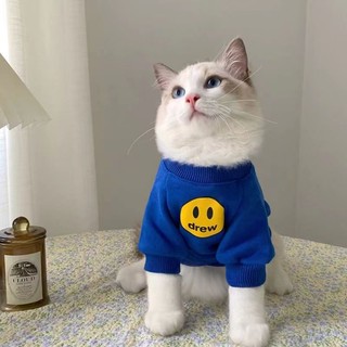 【Hipidog】ชุดแมว เสื้อกันหนาว ผ้าฟลีซ ลายหน้ายิ้มน่ารัก ให้ความอบอุ่น แฟชั่นฤดูใบไม้ร่วง และฤดูหนาว สําหรับสัตว์เลี้ยง สุนัข แมว