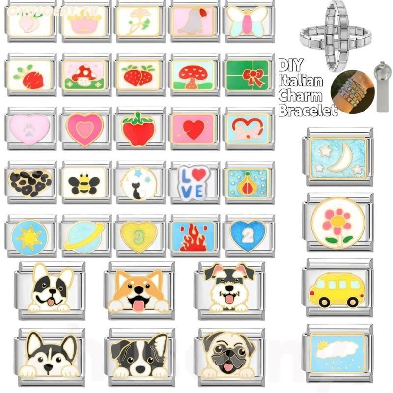 ยอดนิยมรักน่ารักสัตว์เลี้ยงสุนัขอิตาเลี่ยน Charm Links Fit 9 มม.สร้อยข้อมือสแตนเลสทําเครื่องประดับ