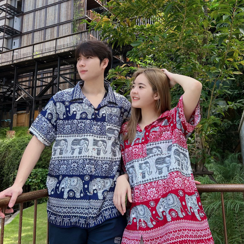 [ประเทศไทย] เสื้อฮาวายลายช้าง สุดฮิตอินเทรนด์สุดๆ ชายร่างเล็ก ชายใหญ่ หญิงร่างเล็ก หญิงใหญ่ และหญิงอ้วนใส่ได้