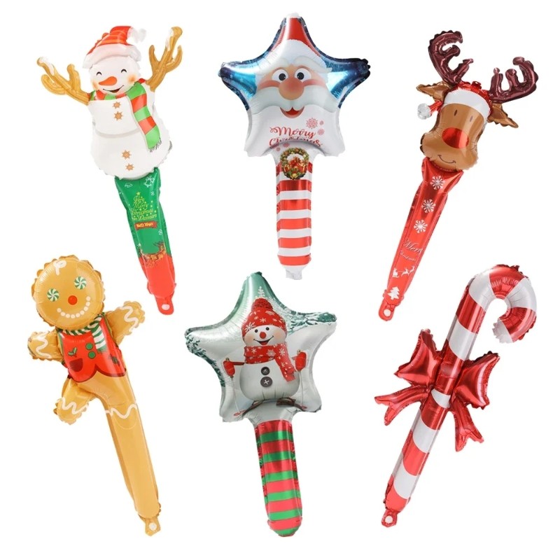 ลูกโป่งคริสต์มาสของเล่น Xmas Tree Gingerbread Man Santa Birthday Party ตกแต่งวันหยุด