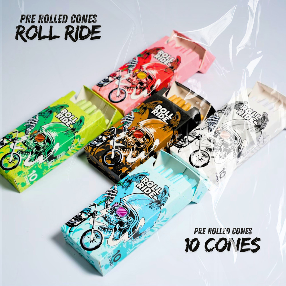 Pre-Rolled Cones Roll-RideV.2กรดาษพันลำ กระดาษโรลสำเร็จ กระดาษโรล 1 กล่อง 10 cones กระดาษนำเข้าจากยุโรป กระดาษธรรมชาติ