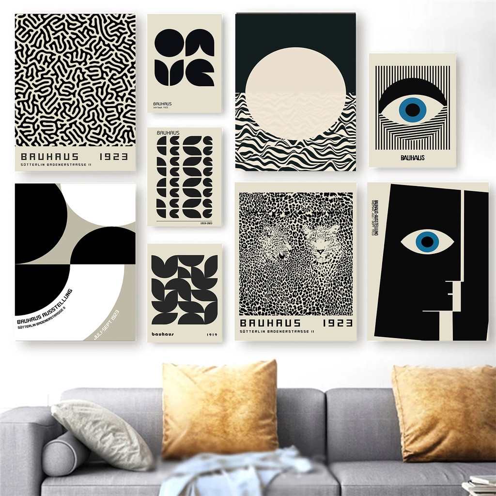 Bauhaus Line บทคัดย่อโปสเตอร์ Eye Leopard สีดํา Modern Nordic Wall Art ภาพวาดผ้าใบภาพสําหรับห้องนั่งเล่นตกแต่งบ้าน - รูปที่ 4