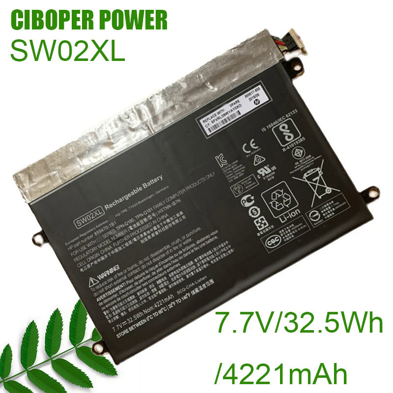 CP Genuine Tablet Battery SW02XL 7.7V/32.5WH/4221mAh For  X2 210 G2 TPN-Q180 TPN-Q181 SW02XL HSTNN-I